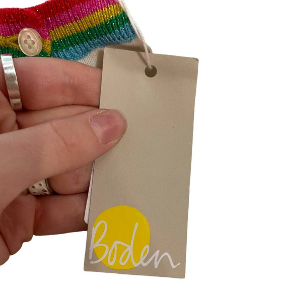 Boden Lytton Sparkle Cardigan Sweater‎ Ivory Rainbow Style US 4 - Picture 8 of 8